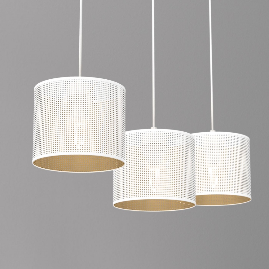 Żyrandol na lince LOFT SHADE 3xE27/60W/230V biały/złoty