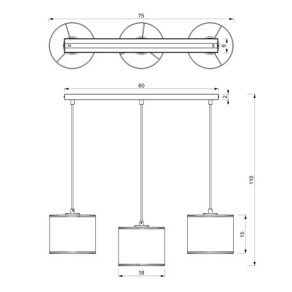 Żyrandol na lince LOFT SHADE 3xE27/60W/230V biały/złoty
