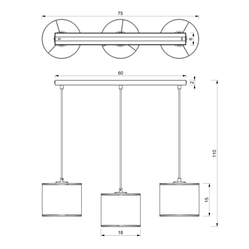 Żyrandol na lince LOFT SHADE 3xE27/60W/230V biały/złoty