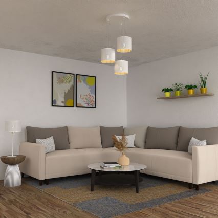 Żyrandol na lince LOFT SHADE 3xE27/60W/230V biały/złoty