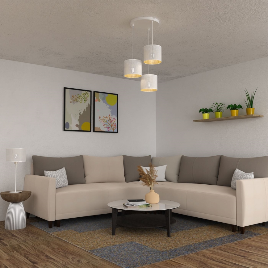 Żyrandol na lince LOFT SHADE 3xE27/60W/230V biały/złoty