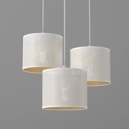 Żyrandol na lince LOFT SHADE 3xE27/60W/230V biały/złoty