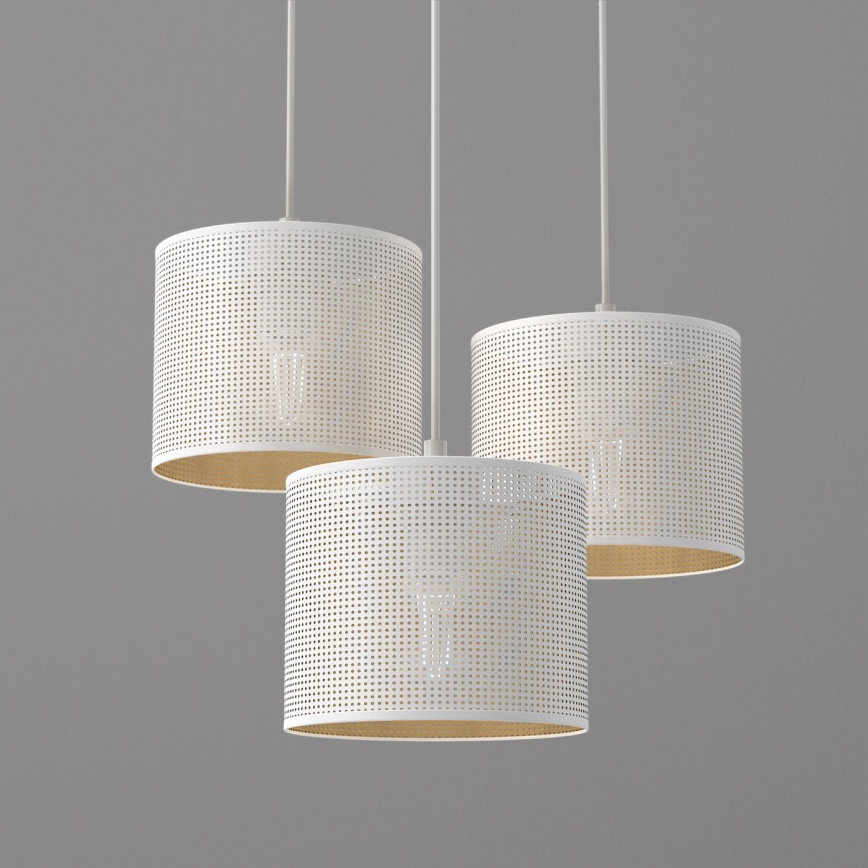 Żyrandol na lince LOFT SHADE 3xE27/60W/230V biały/złoty