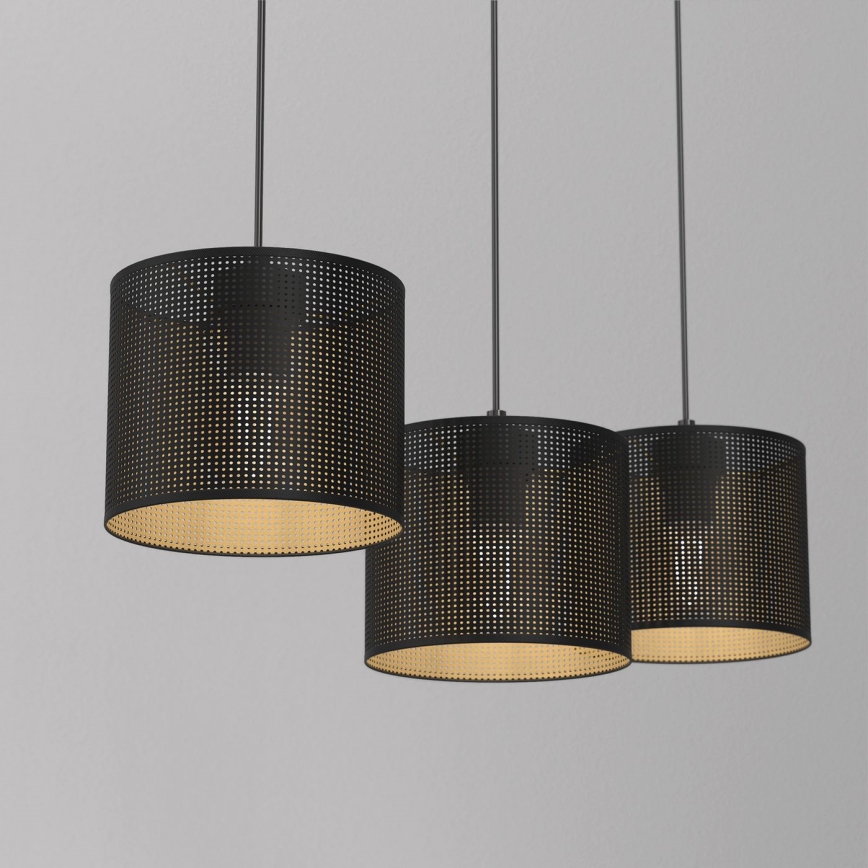 Żyrandol na lince LOFT SHADE 3xE27/60W/230V czarny/złoty