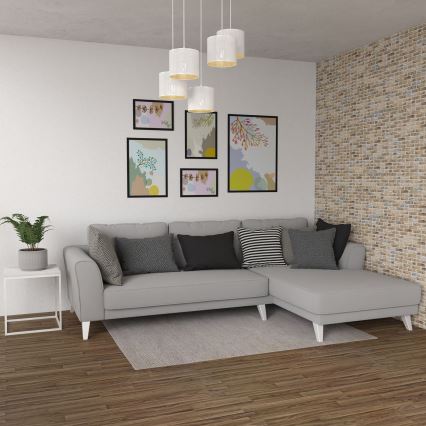 Żyrandol na lince LOFT SHADE 5xE27/60W/230V biały/złoty