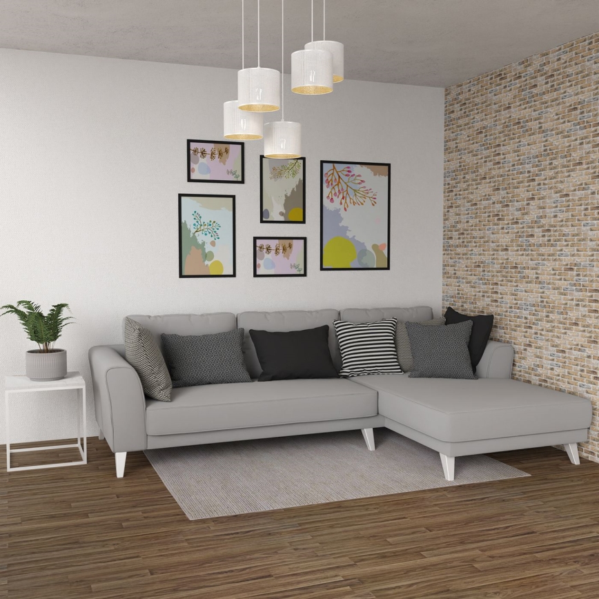 Żyrandol na lince LOFT SHADE 5xE27/60W/230V biały/złoty