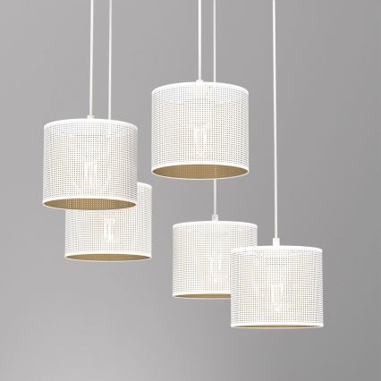 Żyrandol na lince LOFT SHADE 5xE27/60W/230V biały/złoty