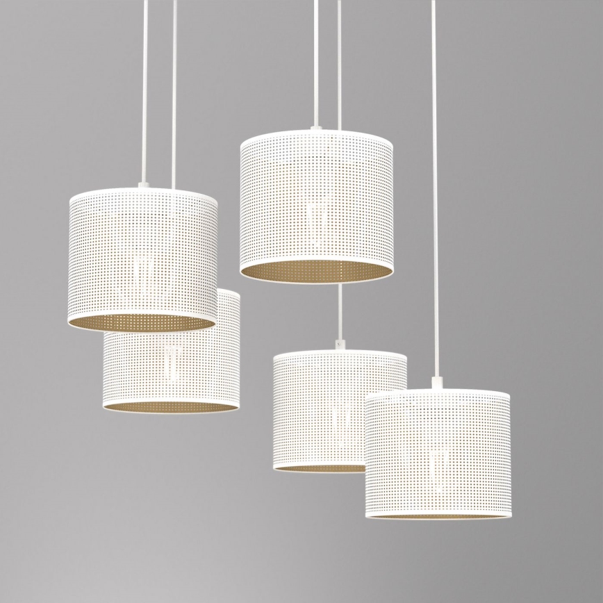 Żyrandol na lince LOFT SHADE 5xE27/60W/230V biały/złoty