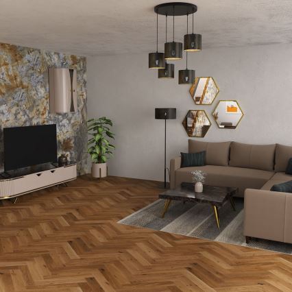 Żyrandol na lince LOFT SHADE 5xE27/60W/230V czarny/złoty