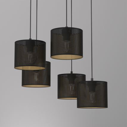 Żyrandol na lince LOFT SHADE 5xE27/60W/230V czarny/złoty