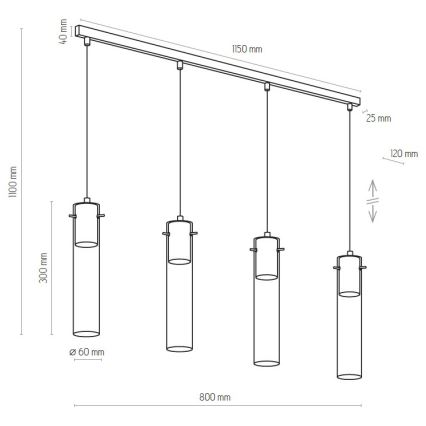 Żyrandol na lince LOOK GRAPHITE 4xGU10/10W/230V