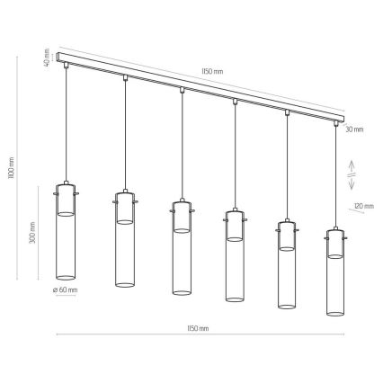 Żyrandol na lince LOOK GRAPHITE 6xGU10/10W/230V