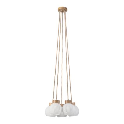 Żyrandol na lince LOOMIS 5xE27/15W/230V 130 cm beżowy/dąb