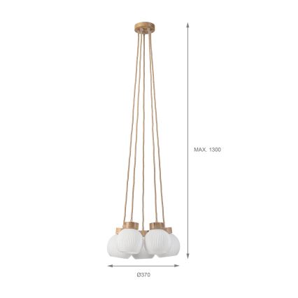 Żyrandol na lince LOOMIS 5xE27/15W/230V 130 cm beżowy/dąb