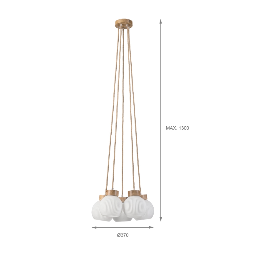 Żyrandol na lince LOOMIS 5xE27/15W/230V 130 cm beżowy/dąb