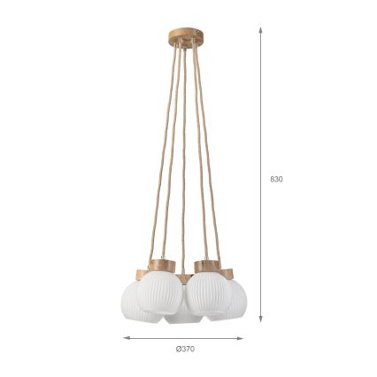 Żyrandol na lince LOOMIS 5xE27/15W/230V 83 cm beżowy/dąb