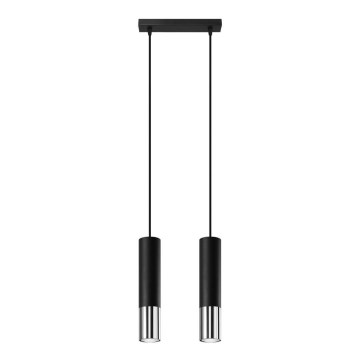 Żyrandol na lince LOOPEZ 2xGU10/10W/230V czarny/chrom błyszczący