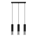Żyrandol na lince LOOPEZ 3xGU10/10W/230V czarny/chrom błyszczący