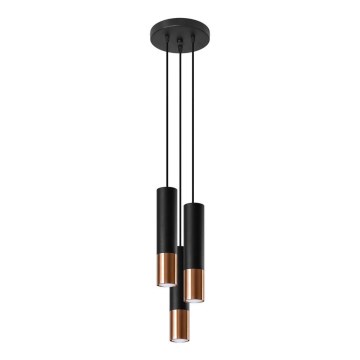 Żyrandol na lince LOOPEZ 3xGU10/10W/230V okrągły czarny/miedź