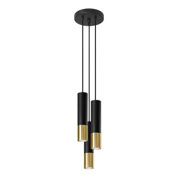 Żyrandol na lince LOOPEZ 3xGU10/10W/230V okrągły czarny/złoty
