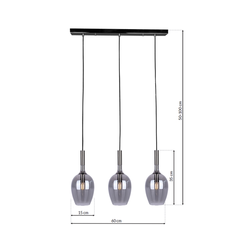 Żyrandol na lince LUGANO 3xE14/40W/230V szare