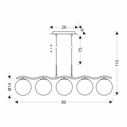 Żyrandol na lince LUMOS 5xG9/20W/230V w kolorze dymionej czerni