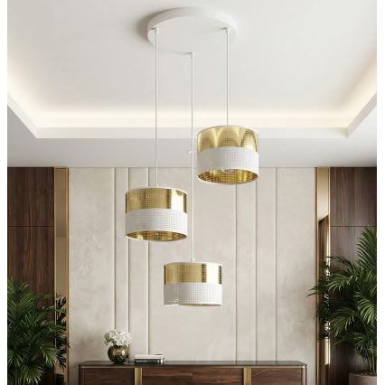 Żyrandol na lince LUX 3xE27/15W/230V biały/złoty