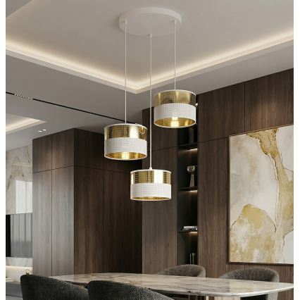 Żyrandol na lince LUX 3xE27/15W/230V biały/złoty