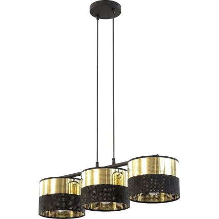 Żyrandol na lince LUX 3xE27/15W/230V czarny/złoty