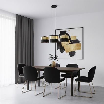 Żyrandol na lince LUX 3xE27/15W/230V czarny/złoty