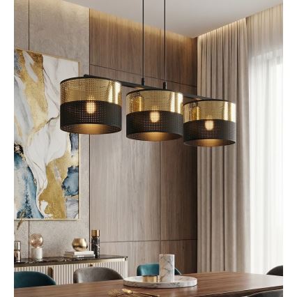 Żyrandol na lince LUX 3xE27/15W/230V czarny/złoty