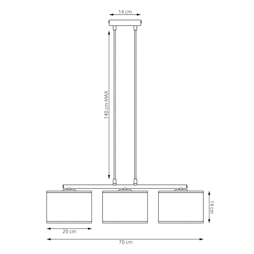 Żyrandol na lince LUX 3xE27/15W/230V czarny/złoty