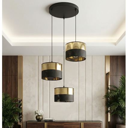 Żyrandol na lince LUX 3xE27/15W/230V czarny/złoty
