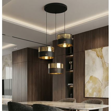 Żyrandol na lince LUX 3xE27/15W/230V czarny/złoty