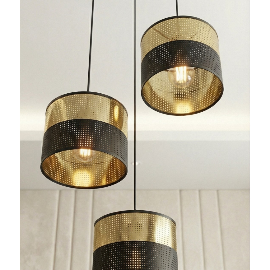 Żyrandol na lince LUX 3xE27/15W/230V czarny/złoty