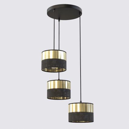 Żyrandol na lince LUX 3xE27/15W/230V czarny/złoty
