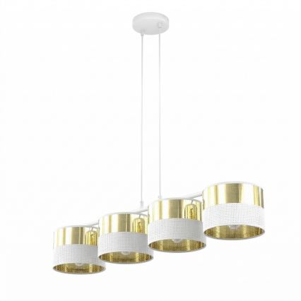 Żyrandol na lince LUX 4xE27/15W/230V biały/złoty