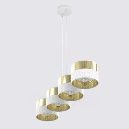 Żyrandol na lince LUX 4xE27/15W/230V biały/złoty