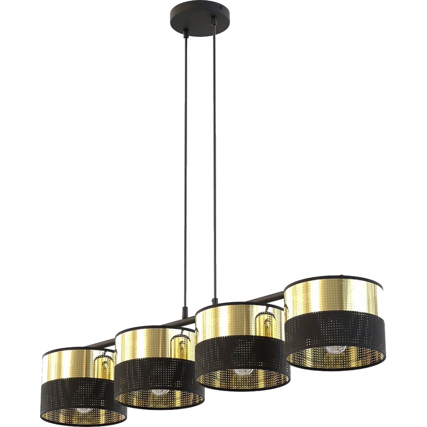 Żyrandol na lince LUX 4xE27/15W/230V czarny/złoty