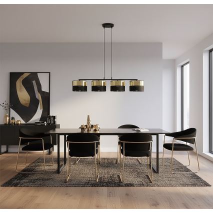 Żyrandol na lince LUX 4xE27/15W/230V czarny/złoty