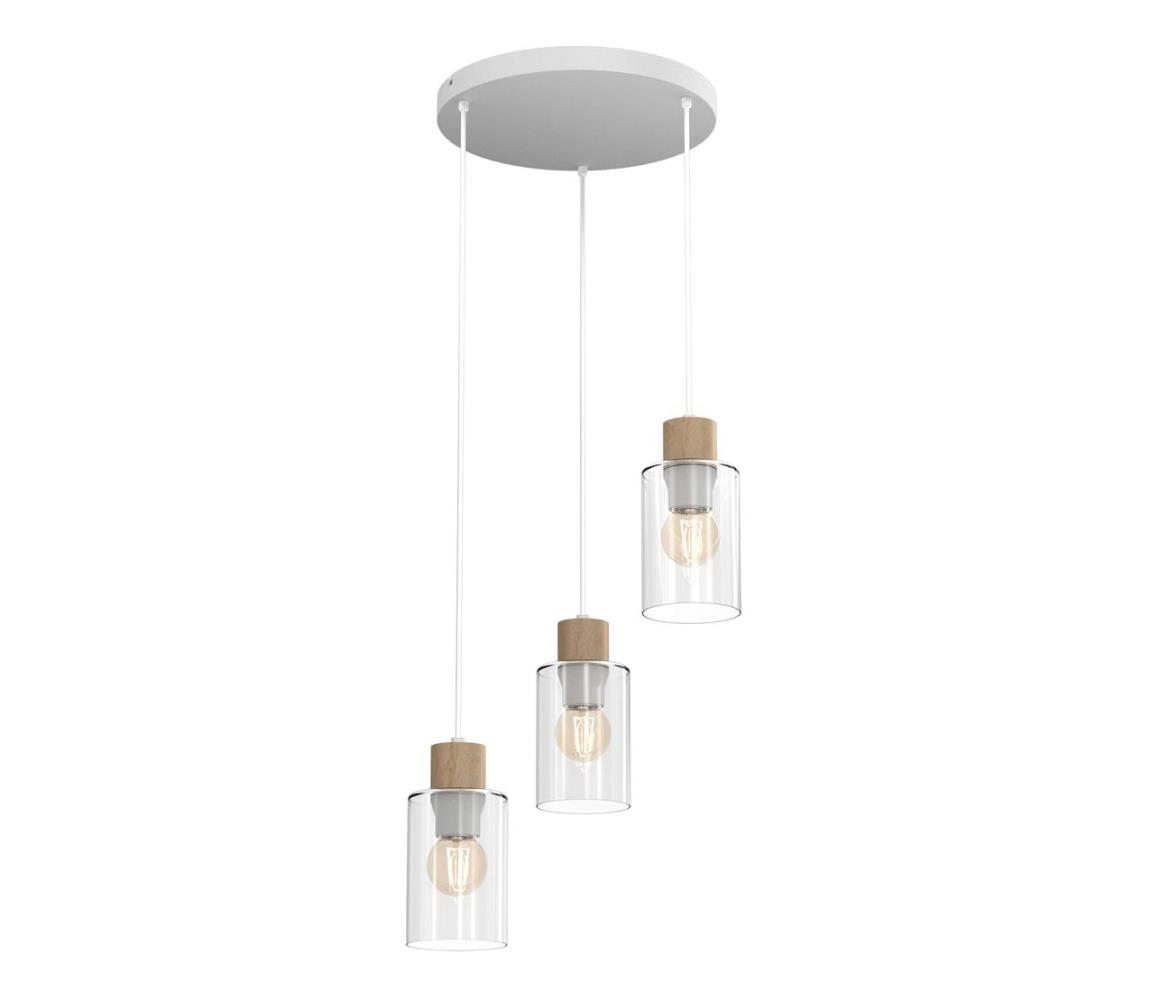 Żyrandol na lince MADERA 3xE27/60W/230V biały/drewno