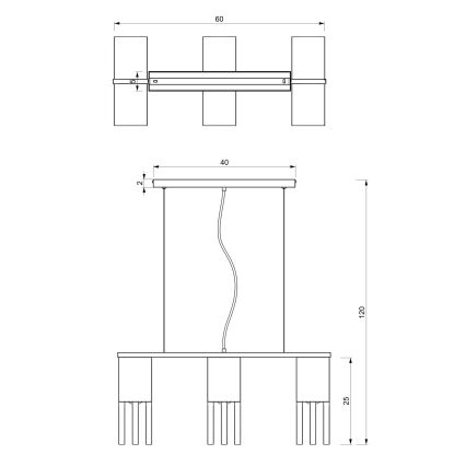 Żyrandol na lince MALM 3xE27/60W/230V