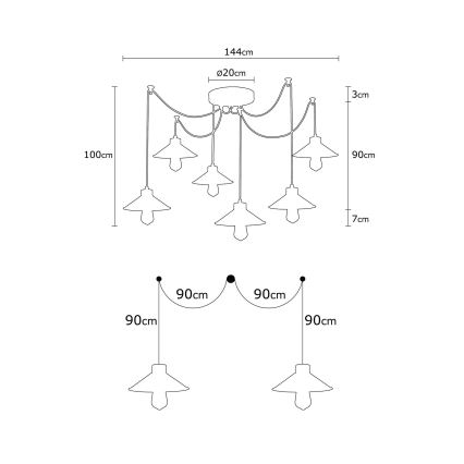 Žyrandol na lince MANAVGAT 6xE27/40W/230V pająk wielobarwny