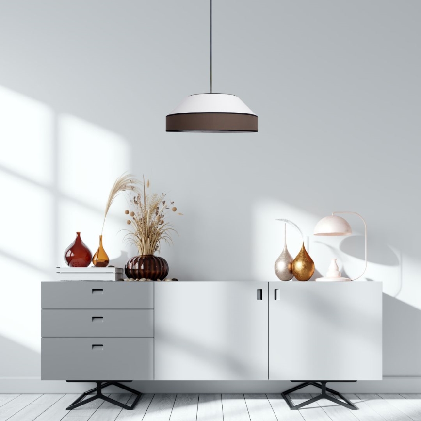 Żyrandol na lince MANISO 1xE27/60W/230V śr. 45 cm biały/brązowy
