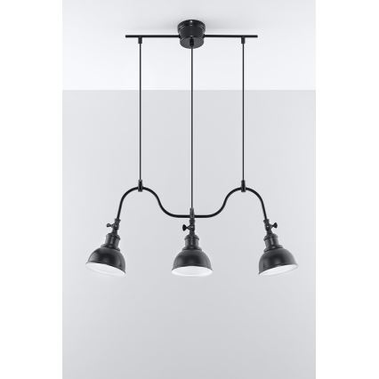 Żyrandol na lince MARE 3 3xE27/60W/230V czarny
