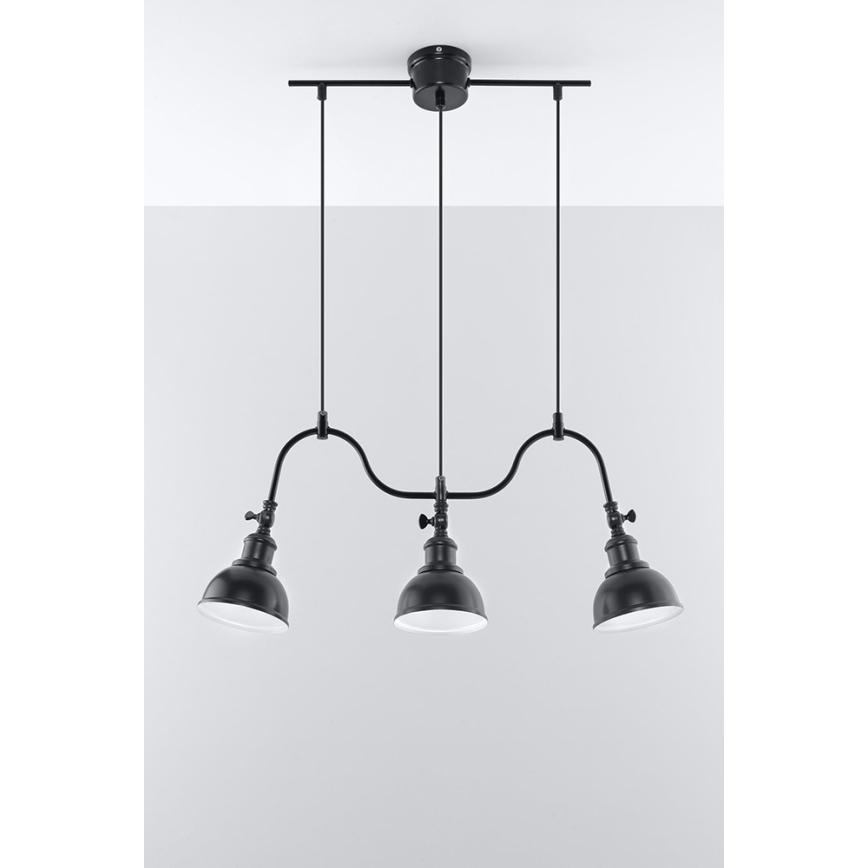 Żyrandol na lince MARE 3 3xE27/60W/230V czarny