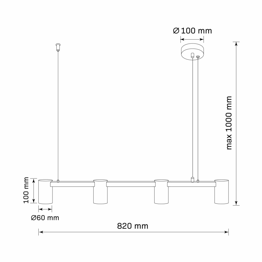 Żyrandol na lince MARIBEL 4xGU10/10W/230V czarny