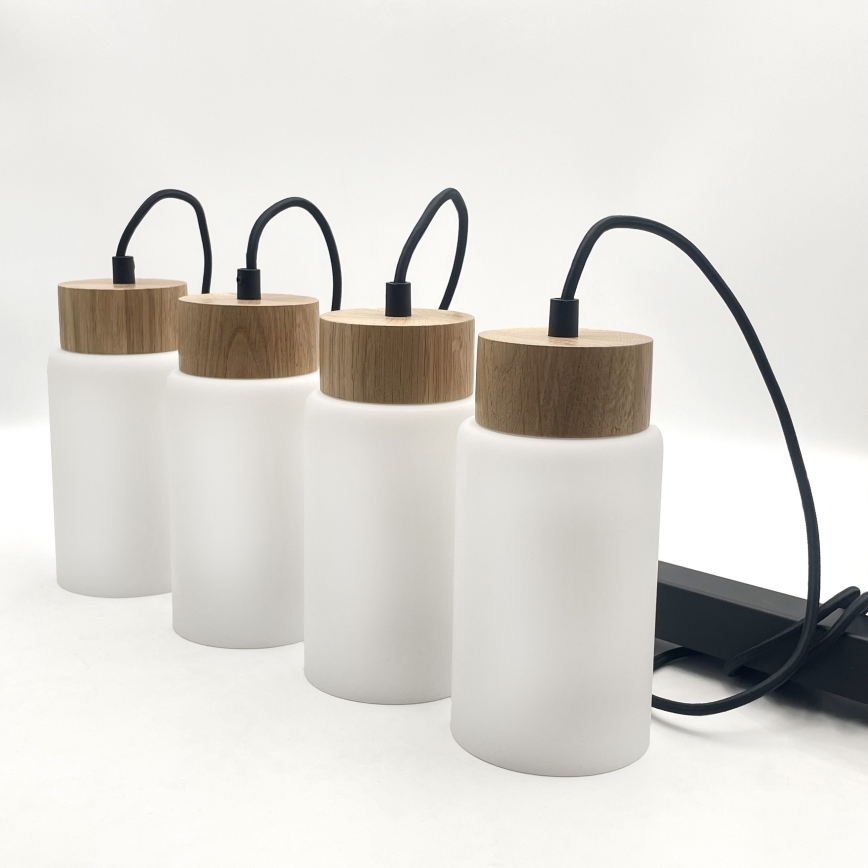 Żyrandol na lince MARKUS 4xE27/15W/230V czarny/dąb