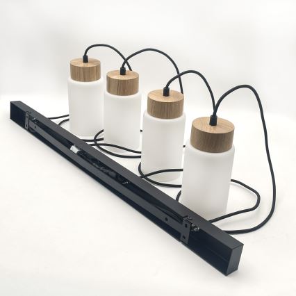 Żyrandol na lince MARKUS 4xE27/15W/230V czarny/dąb