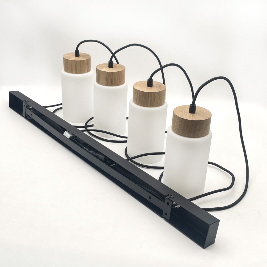 Żyrandol na lince MARKUS 4xE27/15W/230V czarny/dąb